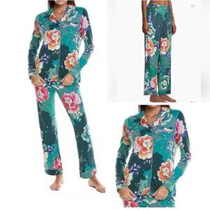 Johnny Was Tura Long Sleeve Button Down Top & Pant PJ Lounge Set Pajamas L NWT